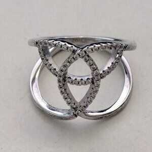 SOLVAR 925 Sterling CZ Trinity Knot Ring Size 6.75